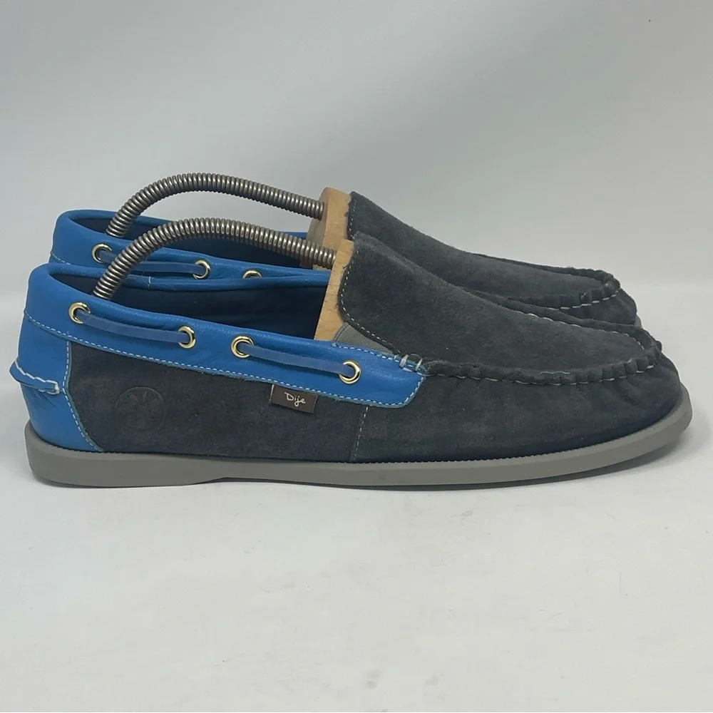 Dije California Loafers Mens 11 Blue Gray Suede Slip On Moccasins Boat Shoes - Picture 1 of 14